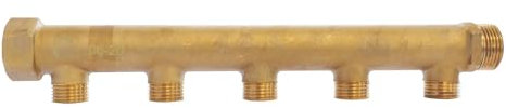 SOMATHERM FOR YOU, Collecteur en laiton 5 départs Mâle 15/21, Entrée Femelle 20/27, Sortie Mâle 20/27, idéal pour installations sanitaires et chauffage, pression 10 bar, température max 90°C
