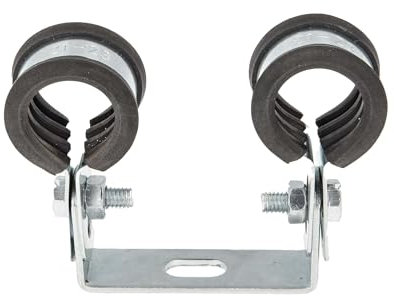 tecuro Doppel-Rohrschelle Ø 35 mm,verzinkt, mit Bügel und Gummi Schallschutzeinlage, Gelenkrohrschelle Schraubrohrschelle Rohrbefestigung Rohrhalterung - 520035