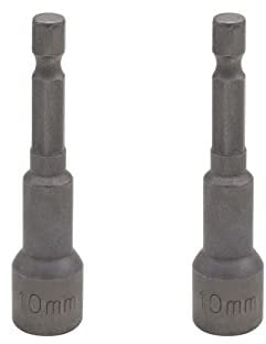 VictorsHome 1/4 Quick-Change Hex Shank 10mm Magnetic Nut Driver Bit, Power Socket Adapter Setter Drill Bits Metric, 65mm Length, 2pcs