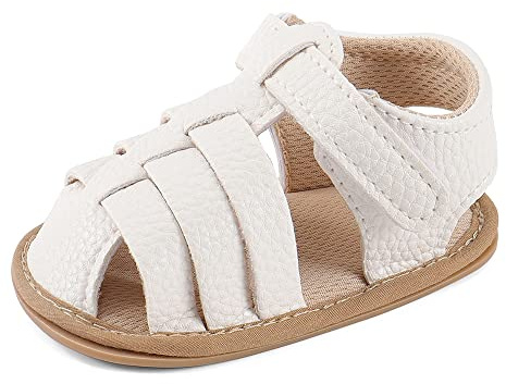 MASOCIO sandaler med öppen tå för spädbarn, småbarn, sommar, platt med halkskydd, första promenadskor
