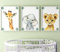 Eviepops Prints Set aus 3 Safaritieren für Kinderzimmer von Jungen und Mädchen, Ungerahmter Druck, Schlafzimmerdekor, Dschungeldekoration, Dekor im Babyzimmer, elefant giraffe löwe (A4)