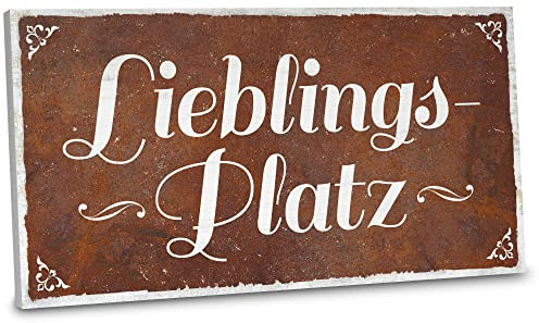 ARTFAVES® Gartenschild - Lieblingsplatz | Shabby Chic Vintage Gartendeko, Schild mit Spruch zum Thema Garten/Hobbygärtner/Rost Optik | Größe: 30 x 15 cm
