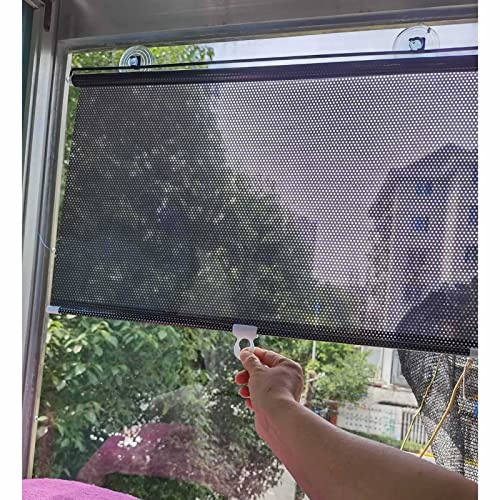 Xrdbfd Blackout Roller Blind, Suction Cup Roller Blind, Retractable Balcony Sun Shades, Blackout Curtains for Windows, Privacy and Sun Protection Blinds, Without Drilling,58x125cm/23 * 49in