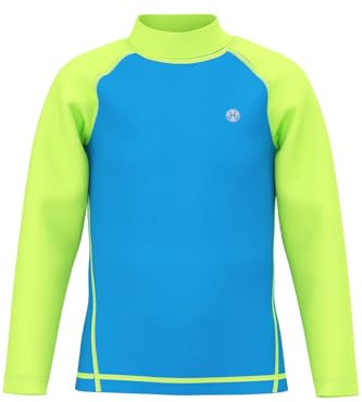 Boys Long-Sleeve Rash Guard - Kids UV Protection Surfing Tshirt Children Quickdrying Beach Swim Tee Youth Breathable Water Sports Top Process Blue 9/10y