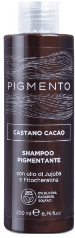 Pigmento, Shampoo pigmentante, Trattamento Ravviva il Colore con Olio di Jojoba e Fitocheratina, Colore Castano Cacao Freddo, Deterge e Rende i Capelli Brillanti e Setosi, 200ml