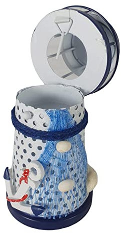 Maritime Deko, Leuchtturm Teelichthalter aus Metall mit Anker 14 cm, Badezimmer Deko, Maritime Teelichthalter