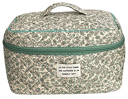 CRGANGZY Organiseur de voyage portable en coton pour pinceaux de maquillage - Imprimé floral - Grande capacité - Pour femme et fille - Pour voyage à la maison