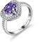 Bellitia Jewelry Damen Verstellbarer Ring Herz aus 925 Sterling Silber für Frauen Mädchen, Ring Damen Herz Symbol Verlobung mit 1ct Amethyst