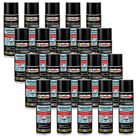 Isolbau Sprühprimer 20 x 500 ml - Kontakt-Primer zur Vorbehandlung der Haftflächen - Haftvermittler für Glas, Holz, Metall, Mauerwerk, PVC, Beton uvm