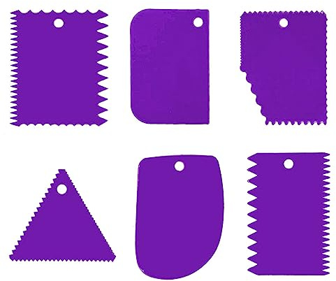 6 Pcs Cake Scraper, Dough Scraper Cake Smoother Tool Set, Icing Scraper Kitchen Tool for Dough Cake Bread (Purple)