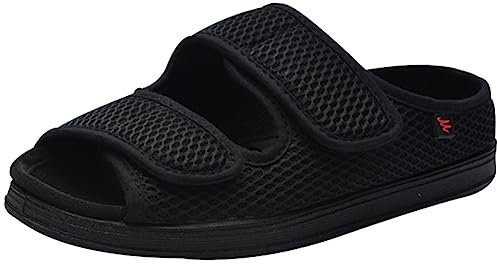 AZMAHT Diabetiker Schuhe Herren Extra Weit Klettverschluss Hausschuhe Herren Freizeitschuhe Diabetiker Orthopädische Verbandschuh Bequemer Rehaschuhe,Schwarz,43
