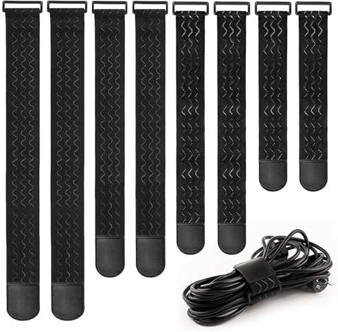 8 Stück Elastische Klettbänder,Klettverschluss Kabelbinder,Gurtbänder mit Klettverschlüssen,4 Größen Klettband Mit Schnalle für die Organisation Ihrer Verlängerungskabel,Schläuche,Fahrrad,Werkstatt