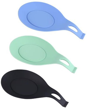 EULAPGOE 3 Pack Spoon Rest, Silicone Holder, Spoon Rest Kitchen, Kitchen Utensils and Tableware, for Spatula, Ladle, Brush