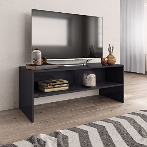 Youuihom TV-Schränke für Wohnräume, TV-Möbel, TV-Media-Konsole, TV-Schrank Hochglanz-Grau 100x40x40 cm Holzwerkstoff Geeignet für Schlafsäle, Wohnungen, Villen, Schlafzimmer, Wohnzimmer