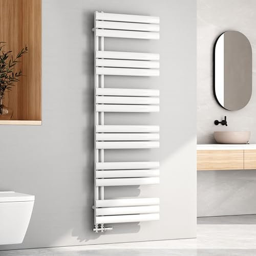 EMKE Oval Handtuchheizkörper 1740x600 mm, Badheizkörper Handtuchhalter Handtuchheizkörper Seitenanschluss Handtuchwärmer Handtuchtrockner Heizkörper Bad Weiß 782 Watt