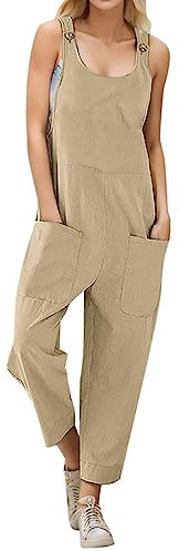 pxjsdwe Latzhosen Für Damen mit Träger Oversize Stretch Jumpsuit Arbeitslatzhose Sommer Weites Bein Arbeitshose Grün Baggy Latzhose Blau Trägerhose Locker 48 Overall Arbeitsoverall