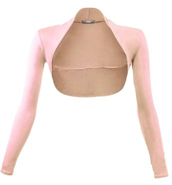 Glamexx24 Boléro élégant pour femme - Manches longues - Cardigan léger - Pour les festivités, Rose, XL Kurz