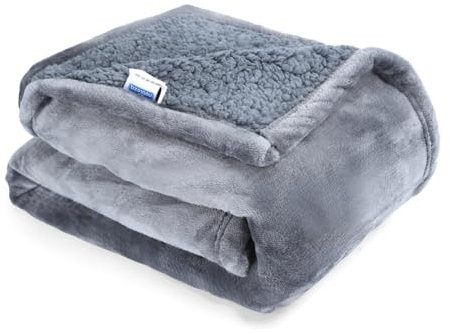 Nobleza wasserdichte Hundedecke, L 127 x 100cm Flauschig und Weich Outdoor Hundedecke, Katzendecke für Katzen, Maschinenwaschbar, Beidseitiger Sofabezug-Schutz, Grau