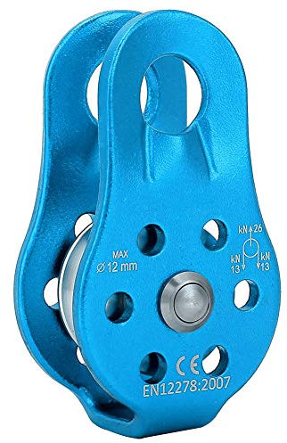 Msiud Seilrolle 26KN, Kletterrolle Seilrollen Umlenkrolle Aluminiumlegierung Mikro Einzelwirbelseilrolle Mobile Pulley Flaschenzug Hochleistungs für 12 mm Seilklettern (Blau)