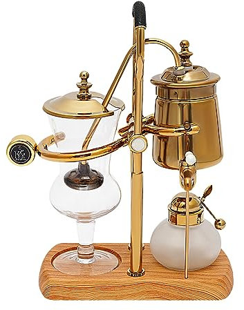 TuliperMood Kaffeebereiter, Glassiphon Kaffeemaschine, 4 Tassen Siphon Kaffeemaschine, Syphon kaffeebereiter, für Reisen und Zuhause, 23.5 x 12 x 38 cm, Gold