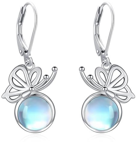 Eusense Mondstein Ohrringe 925 Sterling Silber Schmetterling Ohrringe Schmuck Geschenk für Frauen Damen Mädchen