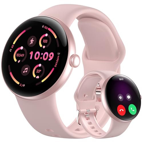 Smartwatch Damen [Anruf tätigen/Annehmen], Fitnessuhr mit Herzfrequenz/SpO2/Stress/Schlaf/Schrittzähler, 220+ Zifferblätter, IP68 wasserdichte Sportuhr, 100+ Sportmodi Smartwatches für Android iOS