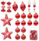 SRJQXH Weihnachtsbaumkugeln 20 Stück Weihnachtskugeln Plastik, Dekorative Anhänger Rot, Kleine Weihnachtsanhänger, Süßigkeiten Sterne Anhänger Set, Weihnachtskugeln für Weihnachtsdekoration