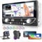 6.9 Inch Double Din Touchscreen Car Stereo CarPlay Android Auto, 2 Din Bluetooth Car Radio with Mirror Link USB Charging & FM AUX TF EQ+Backup Camera Mic Steering Wheel Control