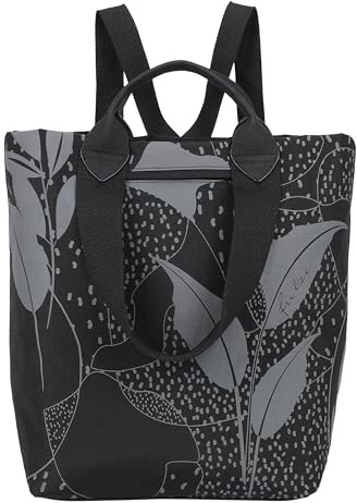 Fritzi Ju Limited Leaves Lighty Black Anthra Rucksack Nylon Damen Backpack Büro Alltag mit Reißverschluss verstellbaren Schultergurten 38 x 30 x 17 cm, Anthrazit