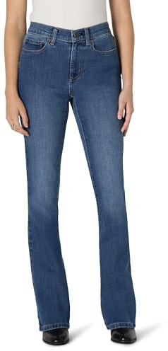 Amazon Essentials Women's High-Stretch Slim-Fit Mid-Rise Bootcut Jeans, Classic Medium Wash, 12