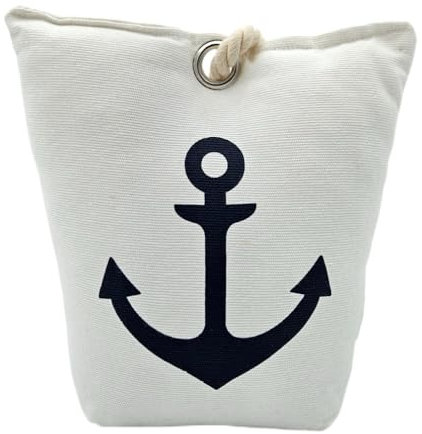 Türstopper Anker Boden 1 Kg Stoff Sack Maritim blau weiß Vintage Fensterstopper (Weiß)