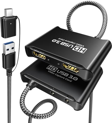ByteWave USB 3.0 HDMI Capture Card, [Metalshell, 4K Loop Out, No Latency] Full HD 1080P60 HDMI to USB C Audio Video Game Capture Device for Streaming, Cam Link Compatible with Switch2/PS5/Xbox/PC/OBS