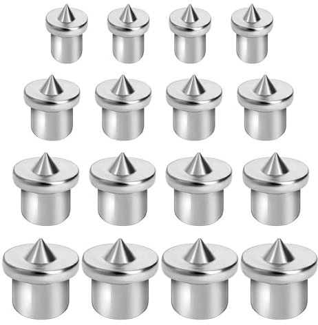 Dübel Zentrierspitzen 16 Stück Dübelspitzen 6/8/10/12 mm Holzdübel Zentrierspitze Dübelhilfe Dübelspitzen Edelstahl für Schränken