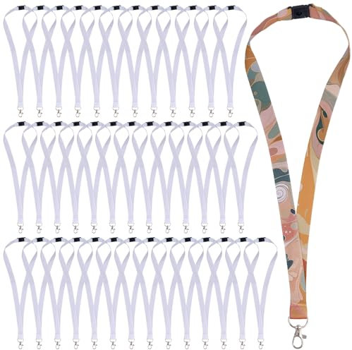 Framendino, Sublimations-Lanyards, blanko, mit Drehhaken, abnehmbarer Druckknopf für Ausweise, Namensschilder, 50 Stück