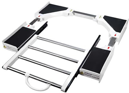 Juego de apilamiento universal para lavadora y secadora con correa de trinquete y estructura extensible para lavadora y secadora de 18. 1-28. 3