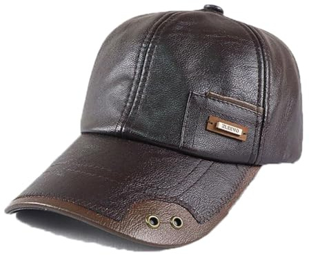 QICHEN Herren PU Leder Baseball Cap Winter Gefütterte Kappe Schirmmütze