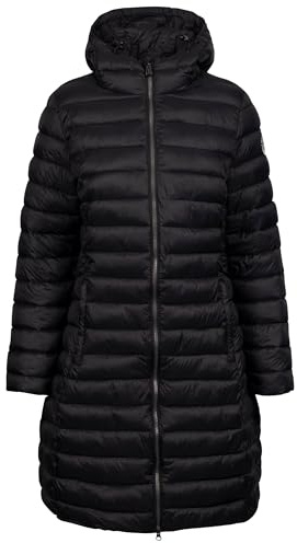 Trespass Women's Casual Jacket Dorothea - Padded, Fake Down Touch, Stitched Baffles, 2 Zip Pockets, Inner Storm Flap, 2 Way Zip, Adjustable Hood, Flat Cuff, Longer Length