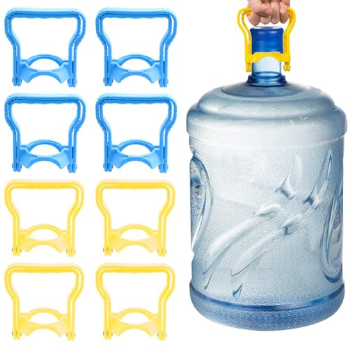 FJZPCHZ 8PCS 4 Gallon Water Bottle Handle - Single/Dual-Person Water Jug Holder with Ergonomic Grip, Reusable Home Accessories for Easy Transport (Blue, Yellow)