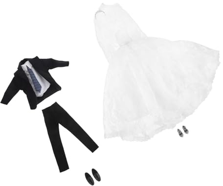 MOLUCKFU Puppen brautkleid mit Anzug und Schuhen Formelle Puppenkleidung für Mädchen Wiederverwendbar Sicher und Langlebig für Geburtstage Festtage und Rollenspiele