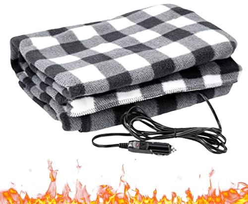 Opdestn Beheizte Autodecke,Weiche Und Tragbare Bettdecke Für Kalte Winter - 12V Beheizte Wurfdecke Für Auto,Für Berufspendeln Camping Roadtrips Familien-Ausflüge Frauen Erwachsene Und Senioren