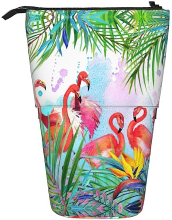ASFgda Trousse à crayons télescopique avec imprimé flamant rose pour fournitures scolaires et de bureau
