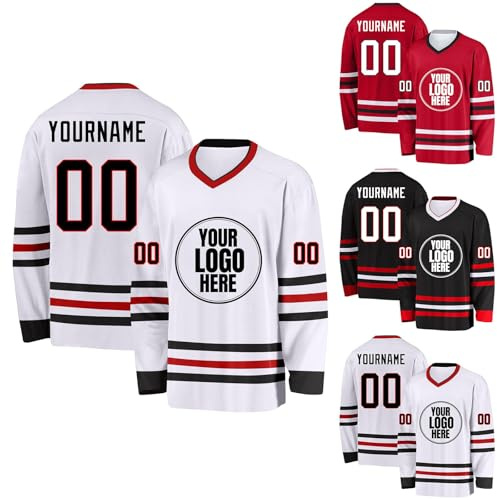 Camisetas de Hockey Personalizadas,Camisetas de Hockey en Blanco Que se Pueden Personalizar con Equipo/número/Nombre,Camisetas de Hockey para Hombres, Mujeres, Adolescentes y niños (Estilo 16)