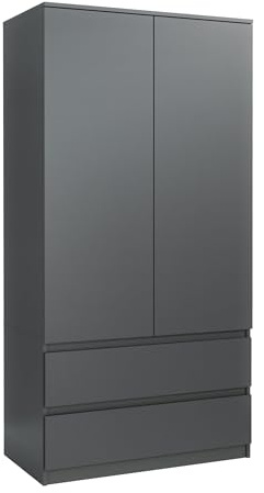 meble masztalerz Kleiderschrank mit 2 Türen, Anthrazit 180x90x50cm | Kleiderschränke Schlafzimmer, Wohnzimmer Schrank, Schlafzimmerschrank, Garderobenschrank , Schrank