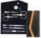 nippes Solingen Premium Line Maniküre Set Seam, 6-teilig, Edelstahl rost- und nickelfrei, Rindsleder-Etui mit Druckknopf, Schwarz/Beige, Nagelset, Nagelpflege Set, Made in Germany