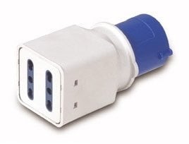 Spina elettrica adattatore industriale CEE 2P+T / 2 Presa bipasso 10/16A 220V blu
