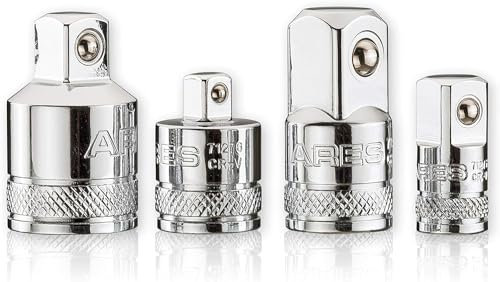 ARES 70007-4-Piece Socket Adapter and Reducer Set - 1/4-Inch, 3/8-Inch, & 1/2-Inch Ratchet/Socket Set Extension/Conversion Kit - Premium Chrome Vanadium Steel with Mirror Finish