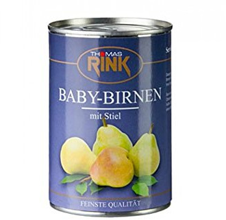 Baby-Birnen, leicht gezuckert, mit Stiel, ca. 7-9 St, 425g