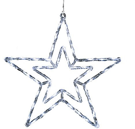 Konstsmide 4471-203 4471-203 - Estrella de acrílico LED, con 8 funciones, controlador y función de memoria, 48 diodos de color blanco frío, transformador exterior de 24 V, cable transparente