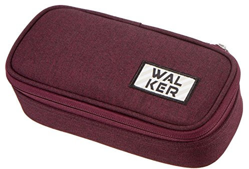 Walker 49257-051 - Federmappe mit Innenklappe, 20 Stiftschlaufen, Reißverschluss, Concept Darkred Melange, ca. 21 x 10 x 6 cm, Schreibtisch-Organizer für Schreibwaren, Zeichen- und Büromaterialien
