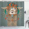 ABAKUHAUS Lama Duschvorhang, Kleidung Alpaka, Stoffliches Gewebe Badezimmerdekorationsset mit Haken, 175 x 200 cm, Grau Teal